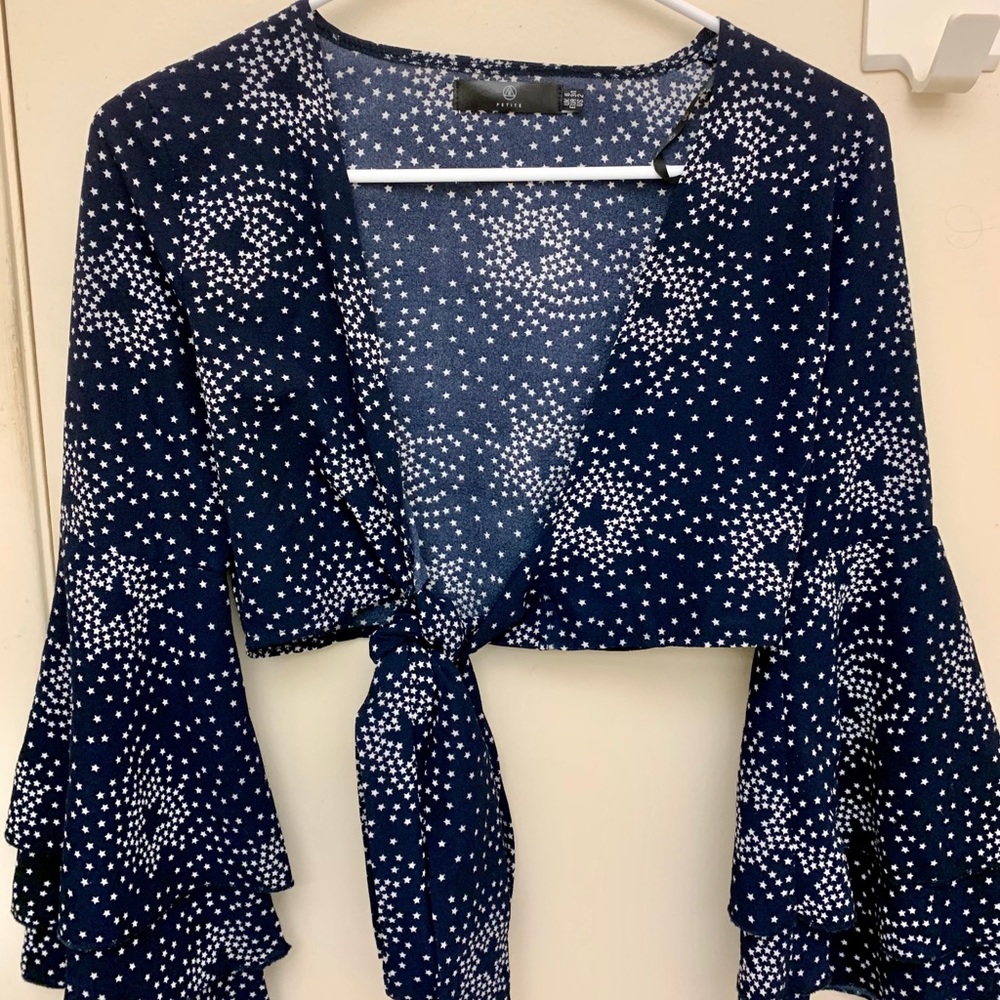 Blue tie front star top 🌟